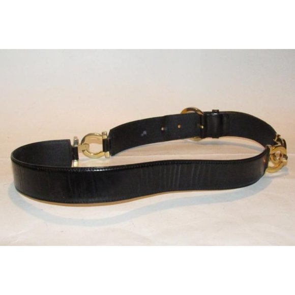 Salvatore Ferragamo Black Leather and Gold Gancini main image 12